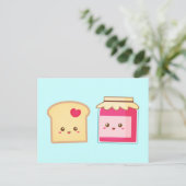 Cute Toast and Strawberry Jam, Spread the Love Briefkaart (Staand voorkant)