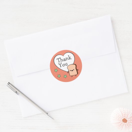 Cute Toast Bedankt Ronde Sticker (Envelop)