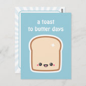 Cute Toast met Happy Face Briefkaart (Voorkant / Achterkant)
