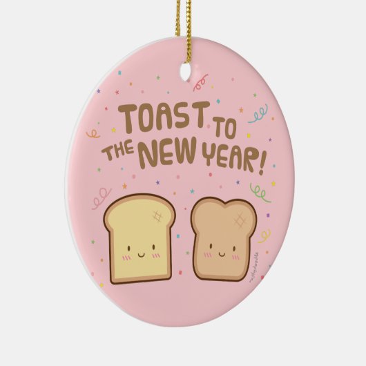 Cute Toast naar het nieuwjaarsdeuropese kamerdecor Keramisch Ornament (Rechts)