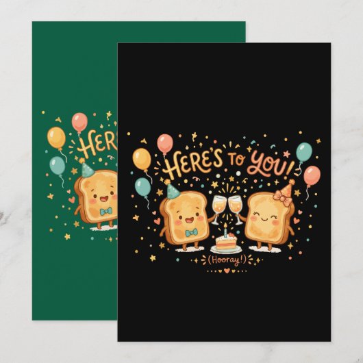 Cute Toast Verjaardagsviering Groet Kaart (Voorkant / Achterkant)