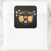 Cute Toast Verjaardagsviering Groet Vierkante Sticker (Tas)