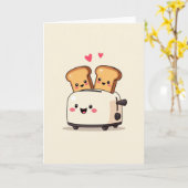 Cute Toaster Liefdes Koppelkaart Kaart (Gele Bloem)
