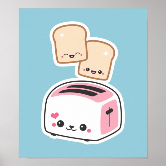Cute Toaster met Happy Toast Poster (Voorkant)