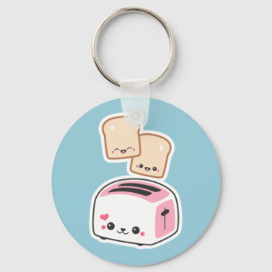 Cute Toaster met Happy Toast Sleutelhanger
