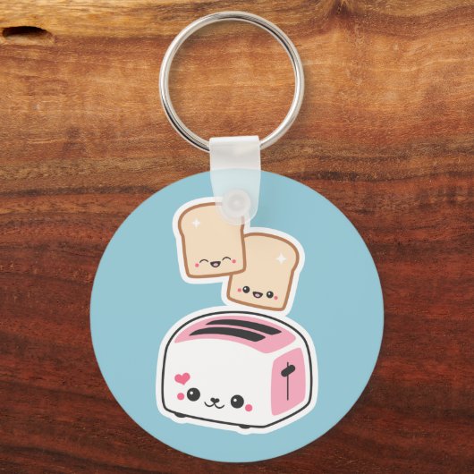 Cute Toaster met Happy Toast Sleutelhanger (Voorkant)