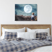 Cute Toddler gezegde Goodnight to the Huge Moon Canvas Afdruk (Insitu (Slaapkamer))
