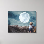 Cute Toddler gezegde Goodnight to the Huge Moon Canvas Afdruk (Voorkant)