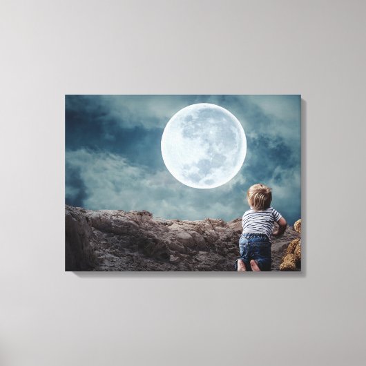 Cute Toddler gezegde Goodnight to the Huge Moon Canvas Afdruk (Voorkant)