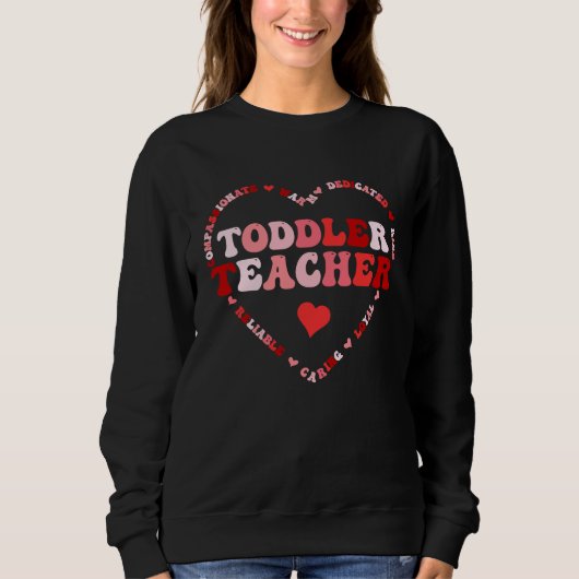 Cute Toddler Teacher Assistant Valentines Day Hear Trui (Voorkant)