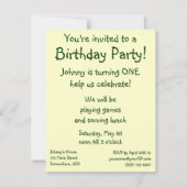  Cute Toddlers, uitnodiging van de Birthday Party (Achterkant)