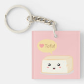 Cute Tofu vraagt mensen om van tofu te houden Sleutelhanger (Voorkant)