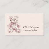 Cute Toile Teddy Bear Daycare Visitekaartje (Voorkant)