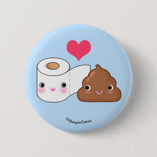Cute Toilet & Poop BFF Pinback Button (Voorkant)