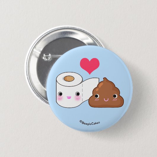 Cute Toilet & Poop BFF Pinback Button (Voorkant /achterkant)