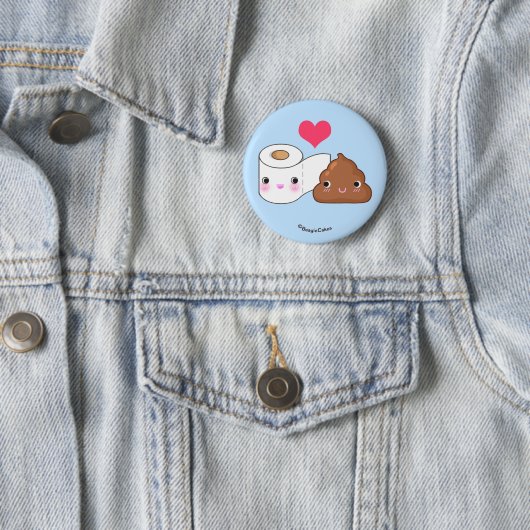 Cute Toilet & Poop BFF Pinback Button (In situ)