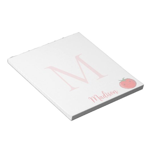 Cute Tomato Custom Name Initial  Notitieblok (Schuin)