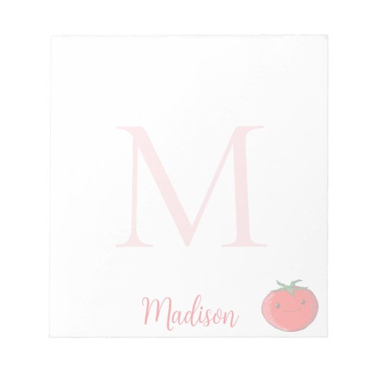Cute Tomato Custom Name Initial  Notitieblok (Voorkant)