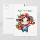 Cute tomato gnome customizable briefkaart (Voorkant / Achterkant)
