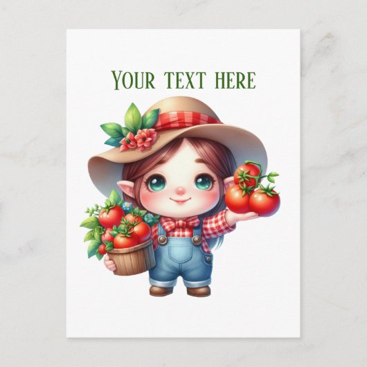 Cute tomato gnome customizable briefkaart (Voorkant)
