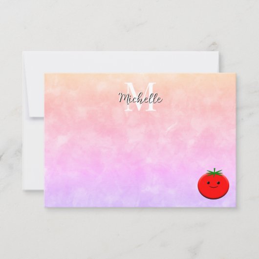 Cute Tomato Watercolor Personalized Monogram Notitiekaartje (Voorkant)