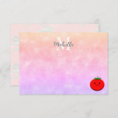 Cute Tomato Watercolor Personalized Monogram Notitiekaartje (Voorkant / Achterkant)