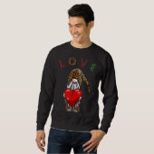 Cute Tomte Valentijn Gnome Leopard Pset Text Hear Trui (Voorkant volledig)