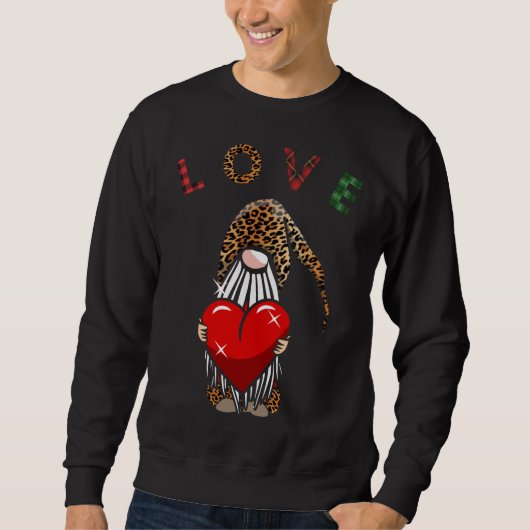 Cute Tomte Valentijn Gnome Leopard Pset Text Hear Trui (Voorkant)