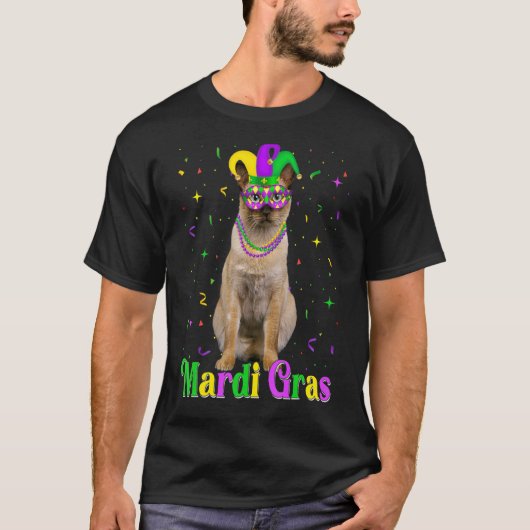 Cute Tonkinese kat Animals Mardi Gras Carnivals T-shirt (Voorkant)