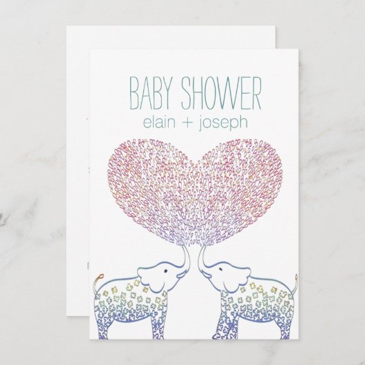 Cute Tons of LOVE Elephant Baby shower Neutraal Kaart (Voorkant / Achterkant)
