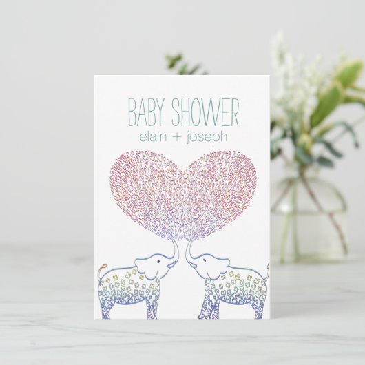Cute Tons of LOVE Elephant Baby shower Neutraal Kaart (Staand voorkant)
