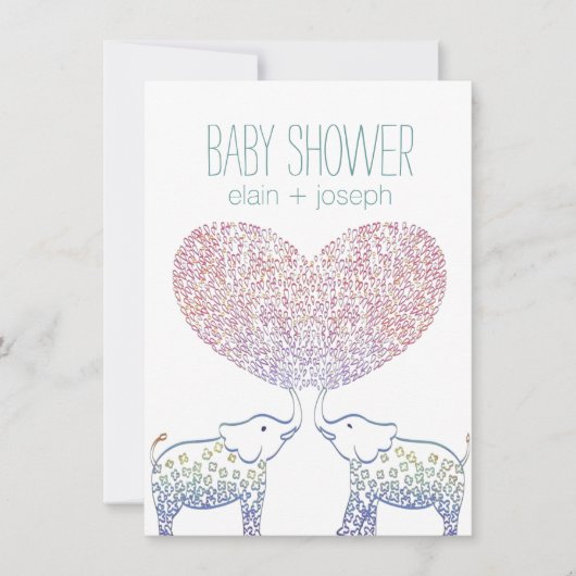 Cute Tons of LOVE Elephant Baby shower Neutraal Kaart (Voorkant)