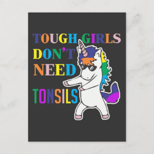Cute Tonsil Removal Surgery Unicorn Girl Recovery Briefkaart