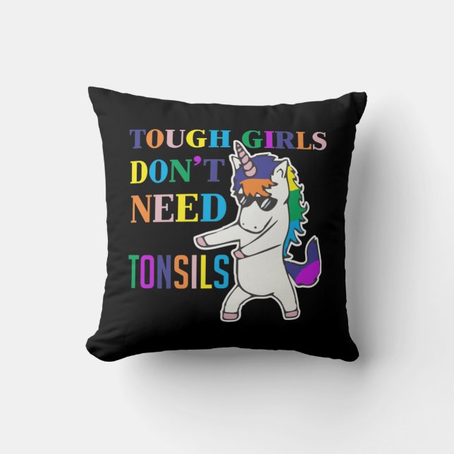 Cute Tonsil Removal Surgery Unicorn Girl Recovery Kussen (Voorkant)