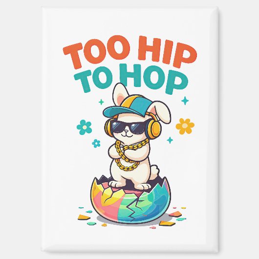Cute Too Hip to Hop Bunny Illustration Magneet (Voorkant)