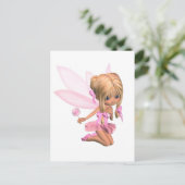 Cute Toon Ballerina Fairy in Pink - kneeling Briefkaart (Staand voorkant)
