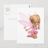 Cute Toon Ballerina Fairy in Pink - kneeling Briefkaart (Voorkant / Achterkant)