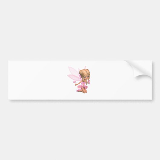 Cute Toon Ballerina Fairy in Pink - kneeling Bumpersticker (Voorkant)
