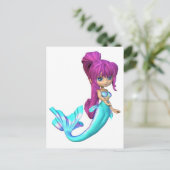 Cute Toon Bright Blue Mermaid Briefkaart (Staand voorkant)
