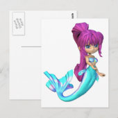Cute Toon Bright Blue Mermaid Briefkaart (Voorkant / Achterkant)