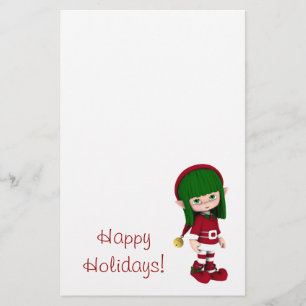 Cute Toon Elf Holiday Stationery Briefpapier