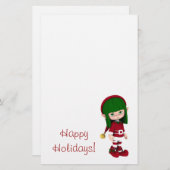 Cute Toon Elf Holiday Stationery Briefpapier (Voorkant / Achterkant)