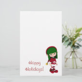 Cute Toon Elf Holiday Stationery Briefpapier (Staand voorkant)