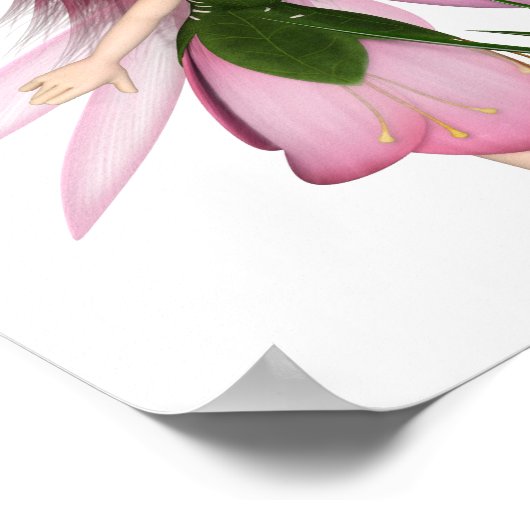 Cute Toon Pink Crocus Fairy, stand by a Flower Poster (Hoek)