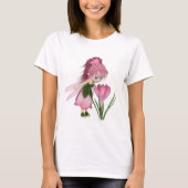 Cute Toon Pink Crocus Fairy, stand by a Flower T-shirt (Voorkant)