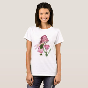 Cute Toon Pink Crocus Fairy, stand by a Flower T-shirt
