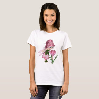 Cute Toon Pink Crocus Fairy, stand by a Flower T-shirt