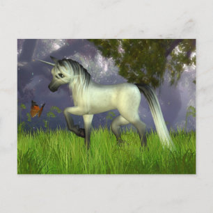 Cute Toon Unicorn met Woodland Background Briefkaart