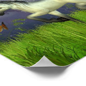 Cute Toon Unicorn met Woodland Background Poster (Hoek)