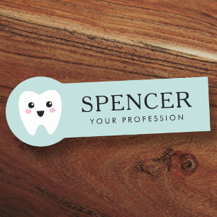 Cute tooth aqua blue dentist dental clinname ta naamplaatje